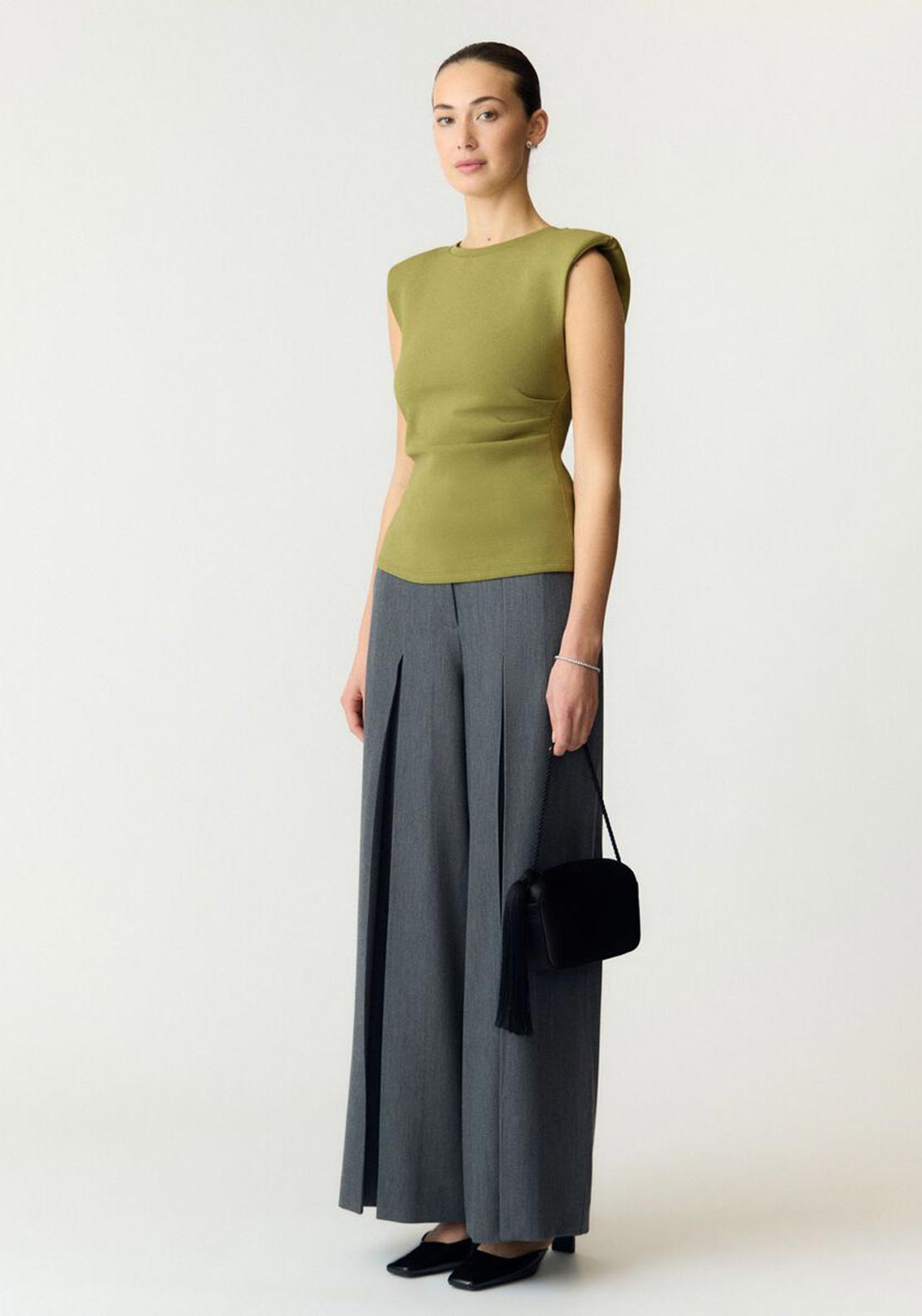 YAS Pina Ruched Top, Green