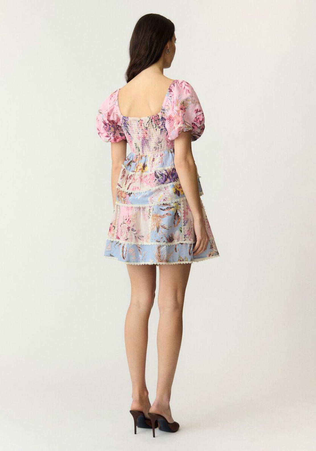 YAS Messa Square Neck Top, Pink Multi