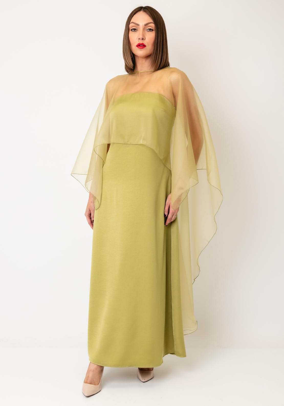 YAS Vima Bandeau with Shawl Maxi Dress, Green