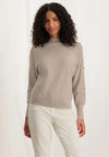 Yaya Boatneck Button Detail Sweater, White Pepper & Beige