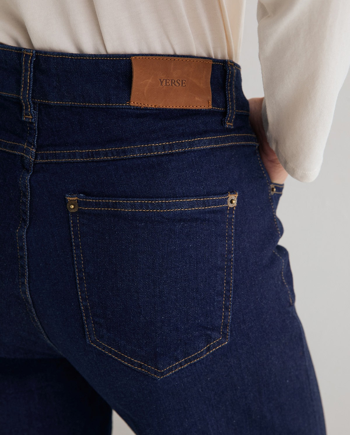 Yerse Turn Hem Wide Leg Jeans, Blue