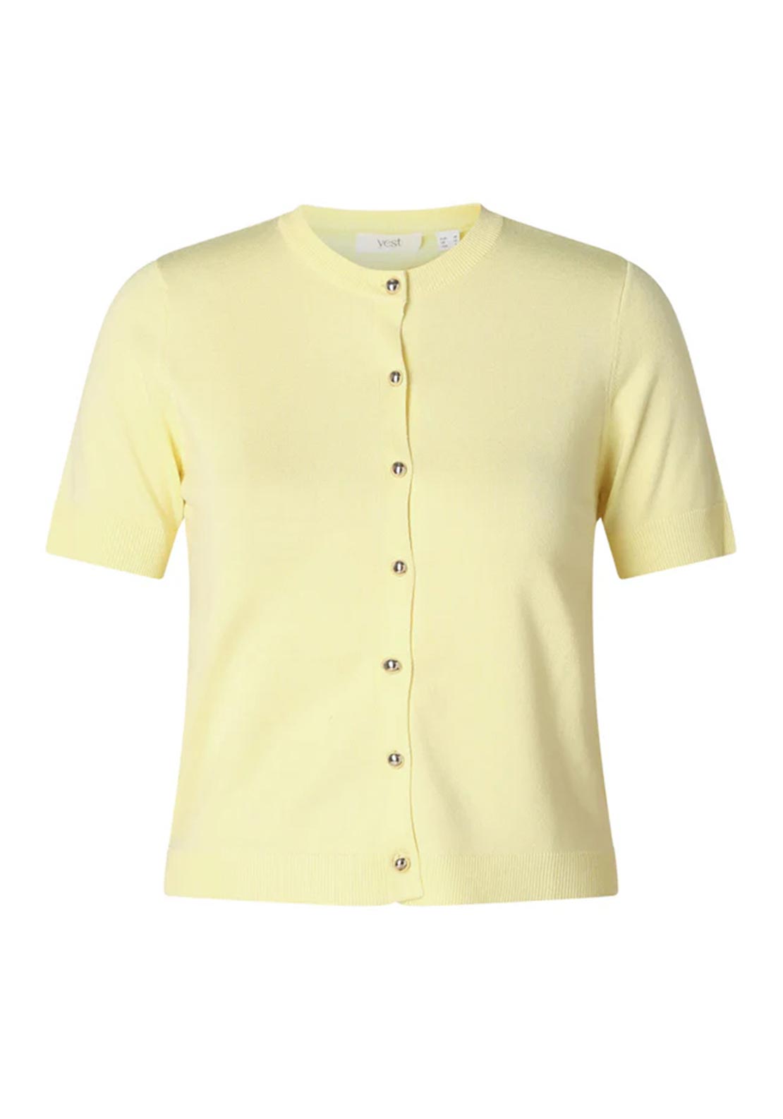 Yest Kassy Button-Down Front Cardigan, Pastel Yellow