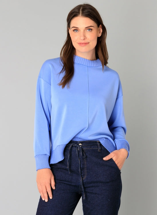 Yest Nele Essential Ribbed Cuff Jumper, Blue