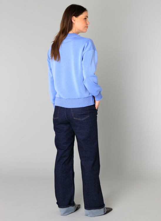 Yest Nele Essential Ribbed Cuff Jumper, Blue