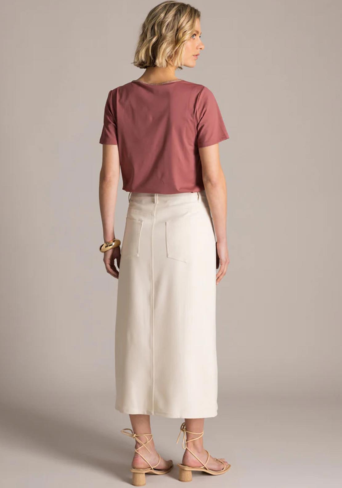 Yest Klea Aline Midi Skirt, Cream
