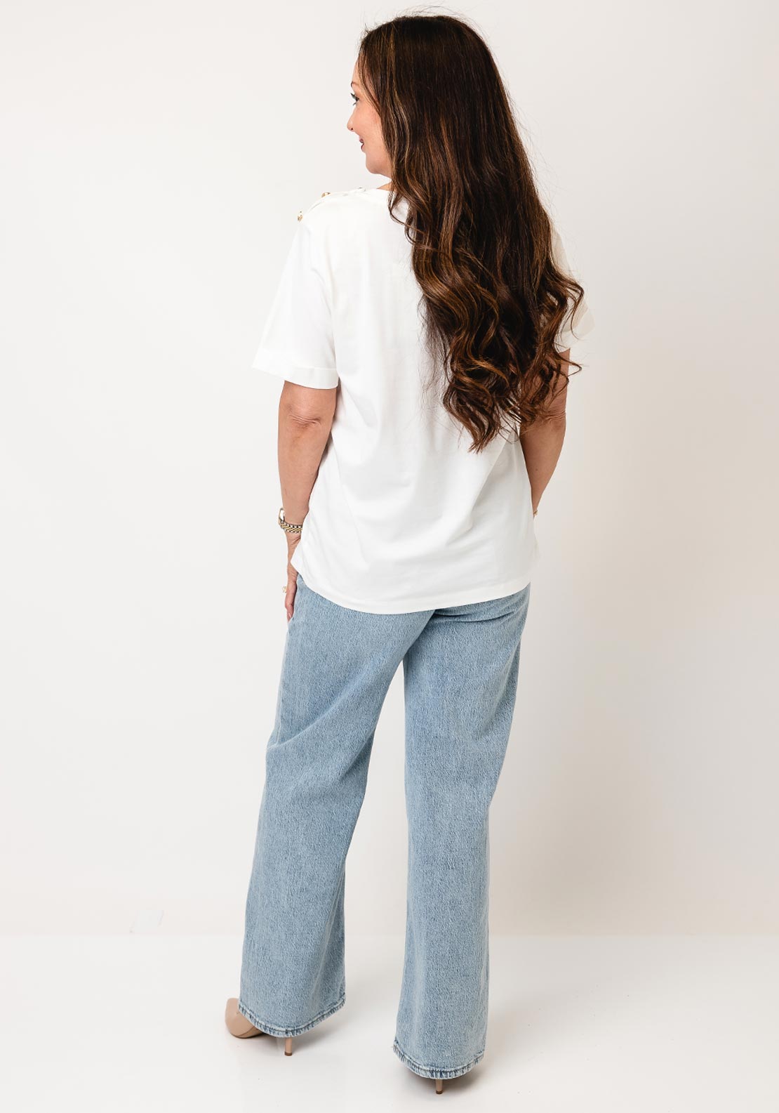 Yest Iliada Basic with Detail T-Shirt, White