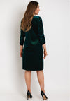 Leon Collection Ruched Sleeve Shimmer Knee Length Dress, Forest Green