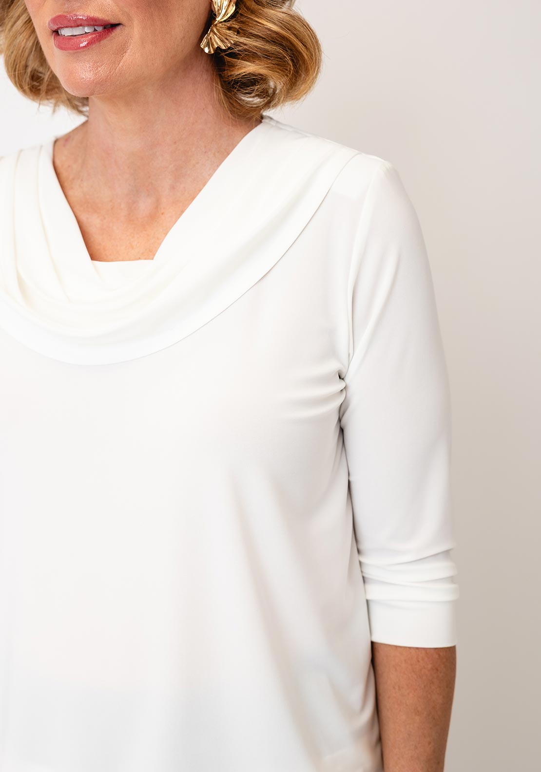 YEW Cowl Neck Long Sleeve Top, White