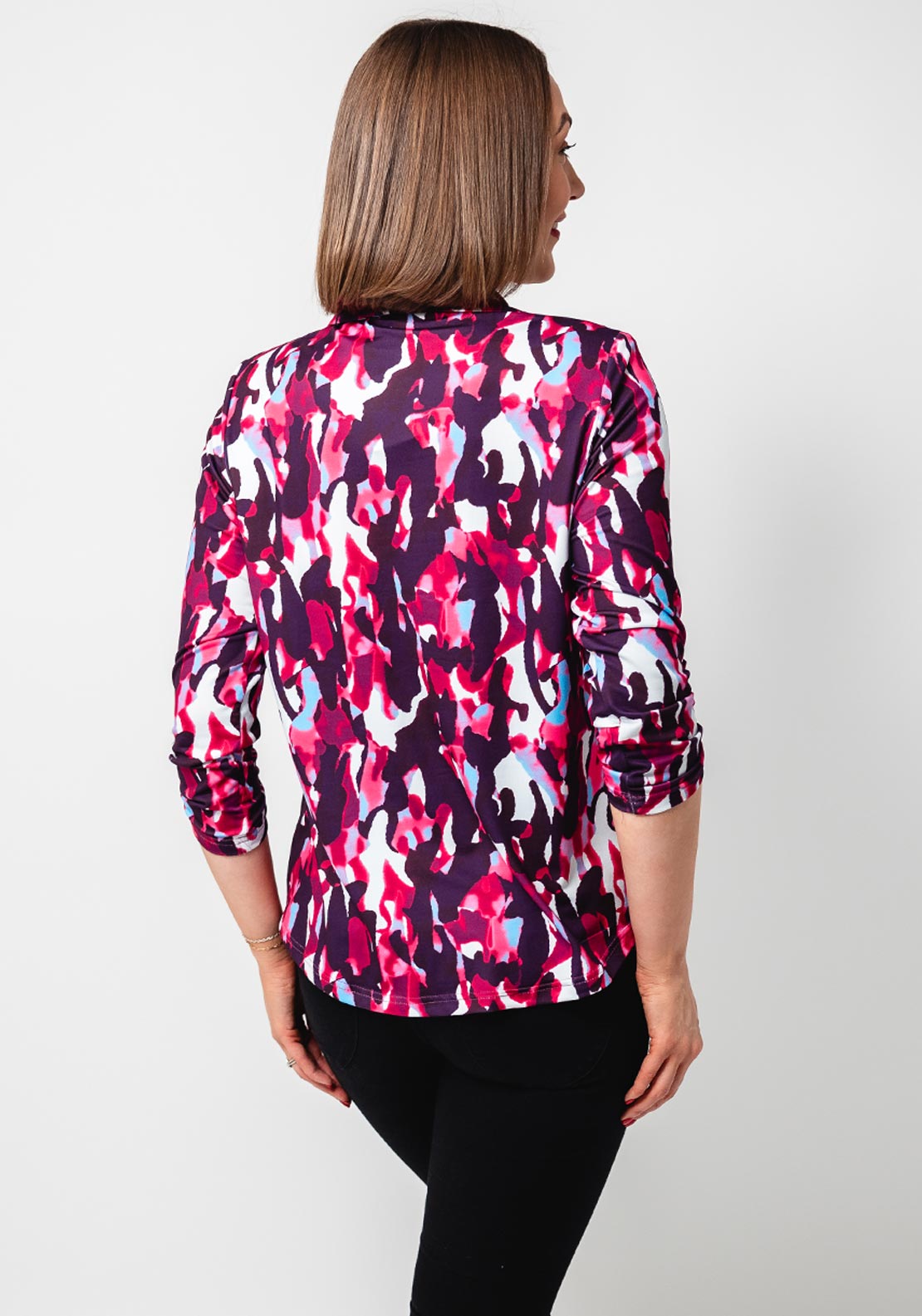 Yew Abstract Print Jersey Blouse, Purple