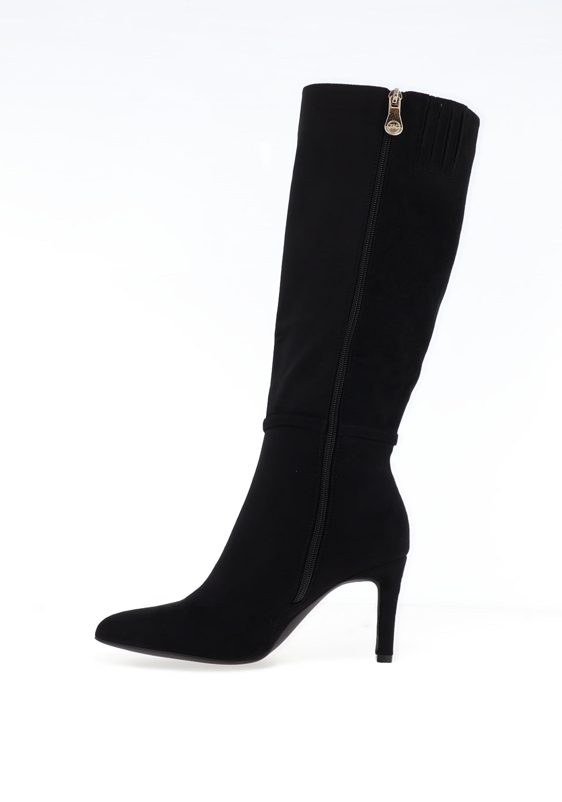 Zanni & Co Faux Suede Heeled Knee High Boots, Black