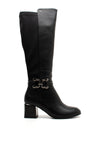 Zanni & Co Kirdasa Knee High Block Heeled Boots, Black Ink