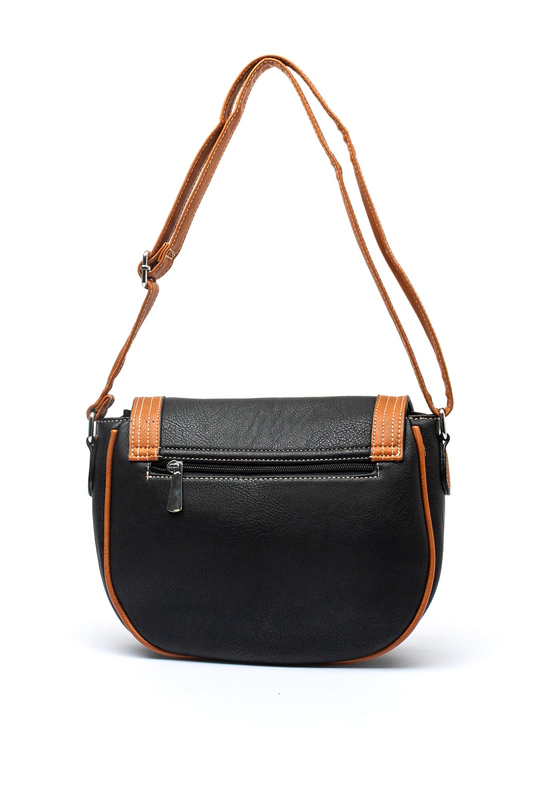 Zen Collection Embossed Logo Flap Over Saddle Bag, Black