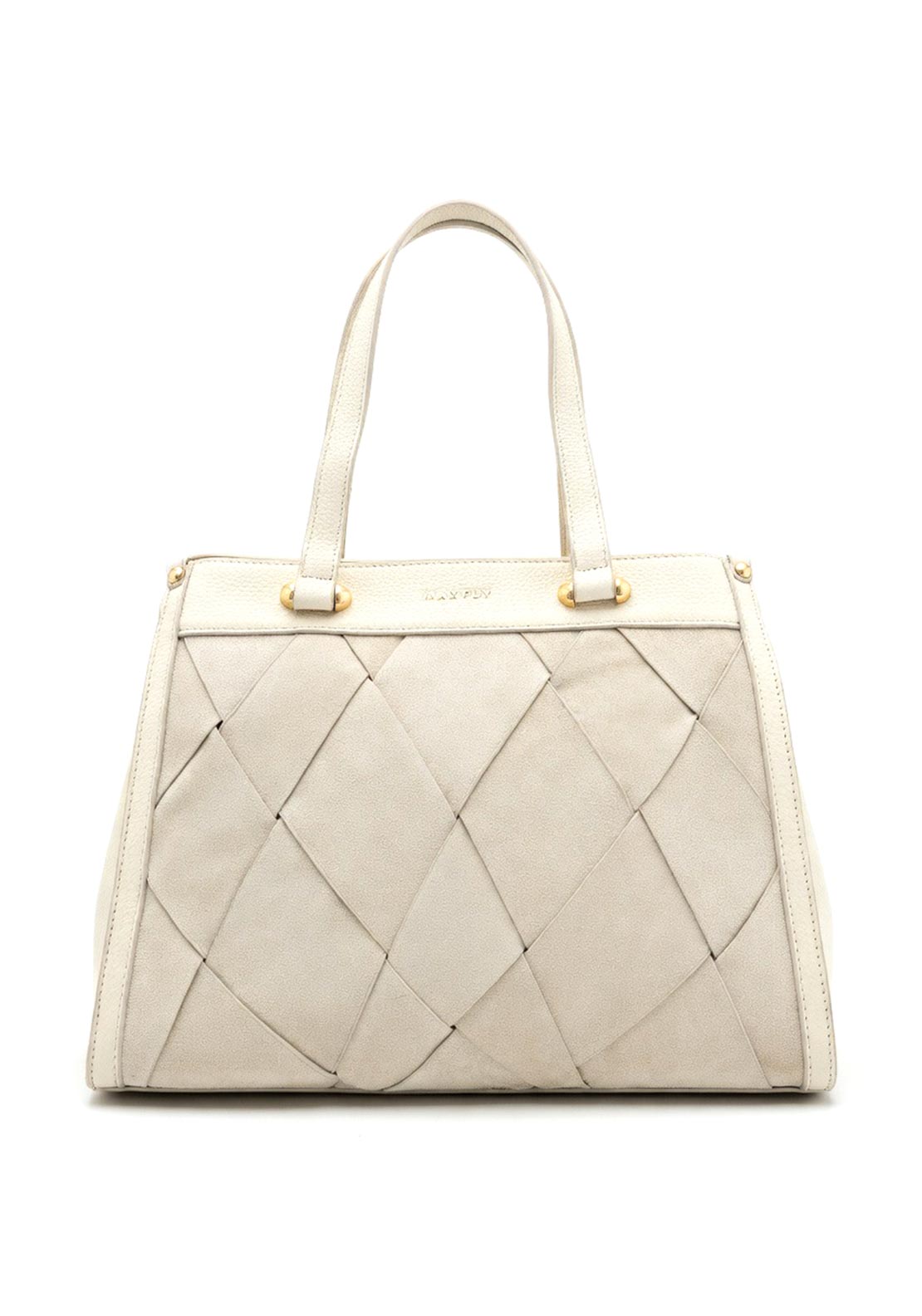 Zen Collection Woven Textured Panel Medium Shoulder Bag, Light Beige