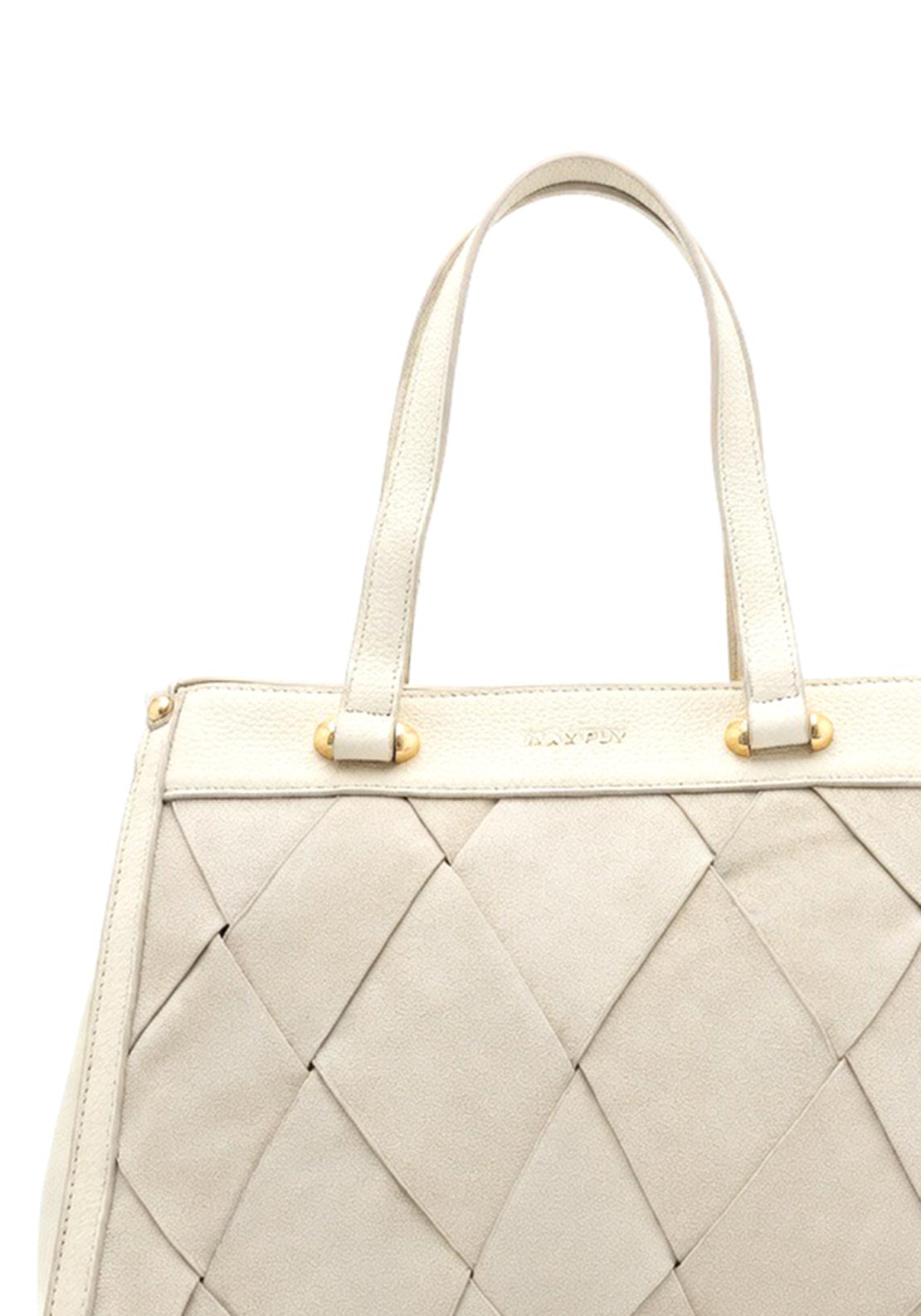 Zen Collection Woven Textured Panel Medium Shoulder Bag, Light Beige