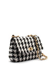 Zen Collection Boucle Houndstooth Crossbody Bag, Black & White