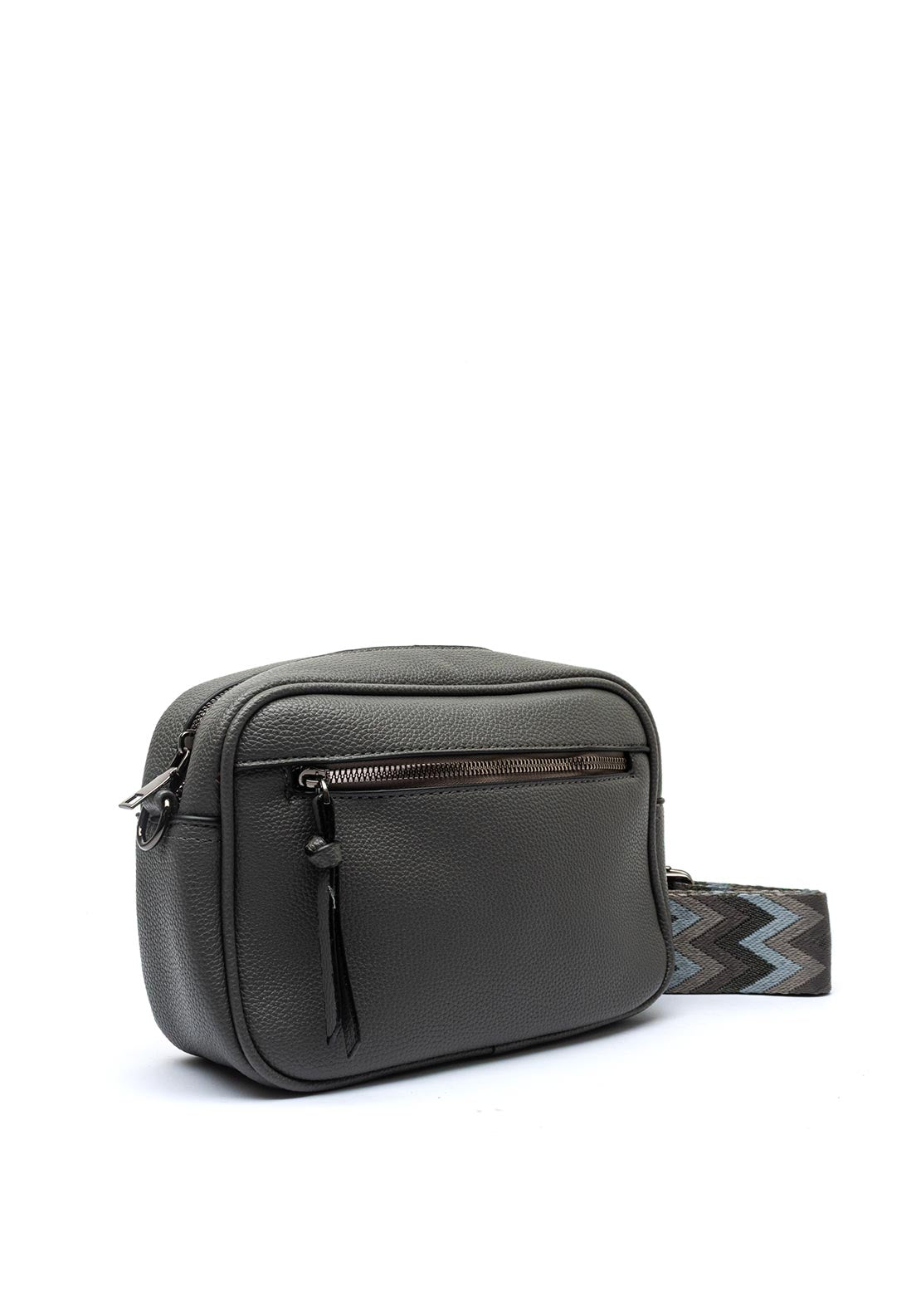Zen Collection Pebbled Faux Leather Camera Crossbody Bag, Grey