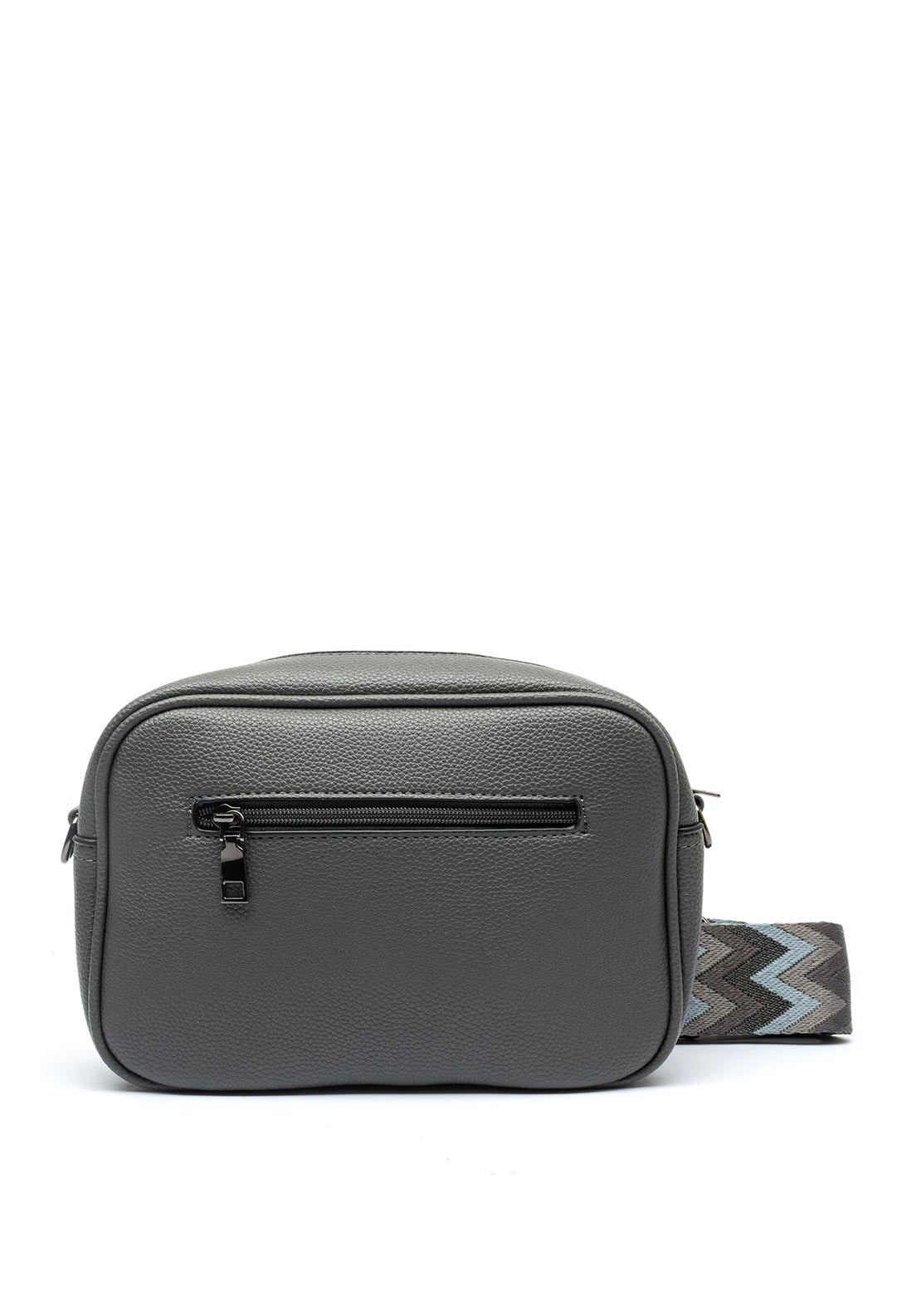 Zen Collection Pebbled Faux Leather Camera Crossbody Bag, Grey