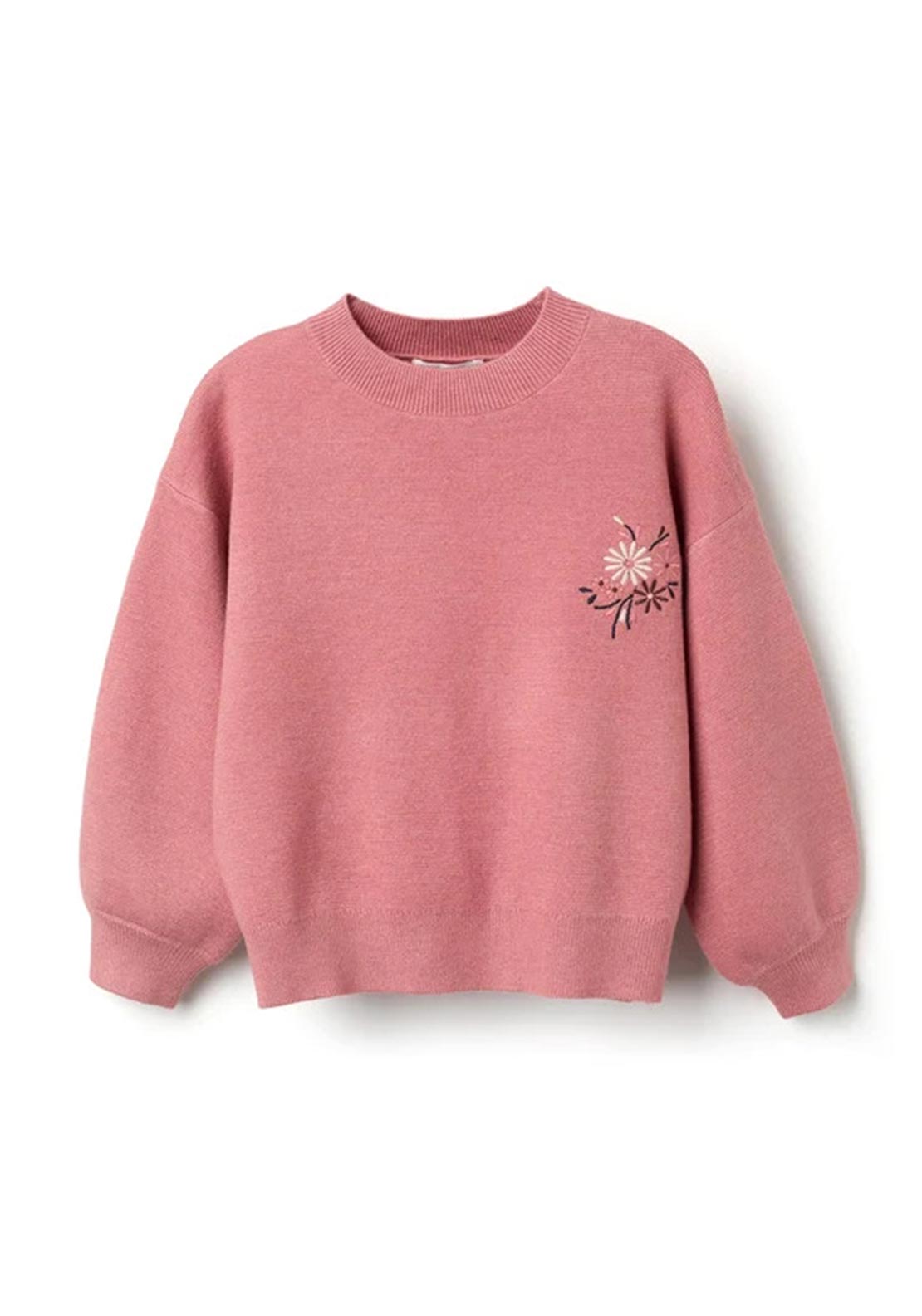 Zippy Girl Floral Long Sleeve Knit Jumper, Pink