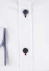 1880 Club Boys Long Sleeve Shirt with Pattern Collar, White