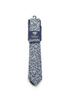 1880 Club Pattern Handmade Tie and Pocket Square, Navy and Silver