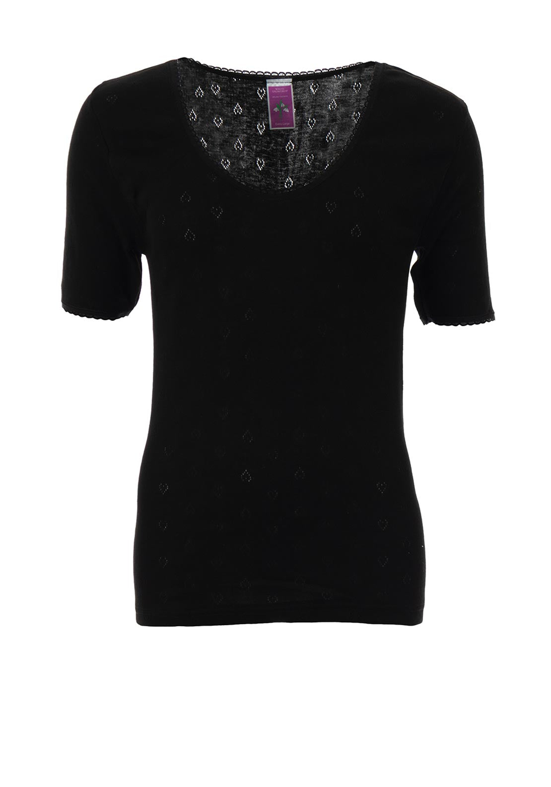 White Snowdrop Short Sleeve Spencer, Black
