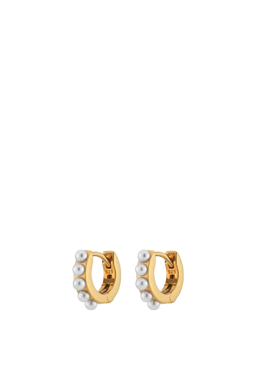 24Kae Pearl Huggie Hoops, Gold