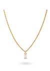 24Kae Twisted Chain Solitaire Pedant Necklace, Gold