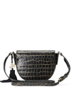 Ralph Lauren Witley Croc Print Crossbody Bag, Black & Gold