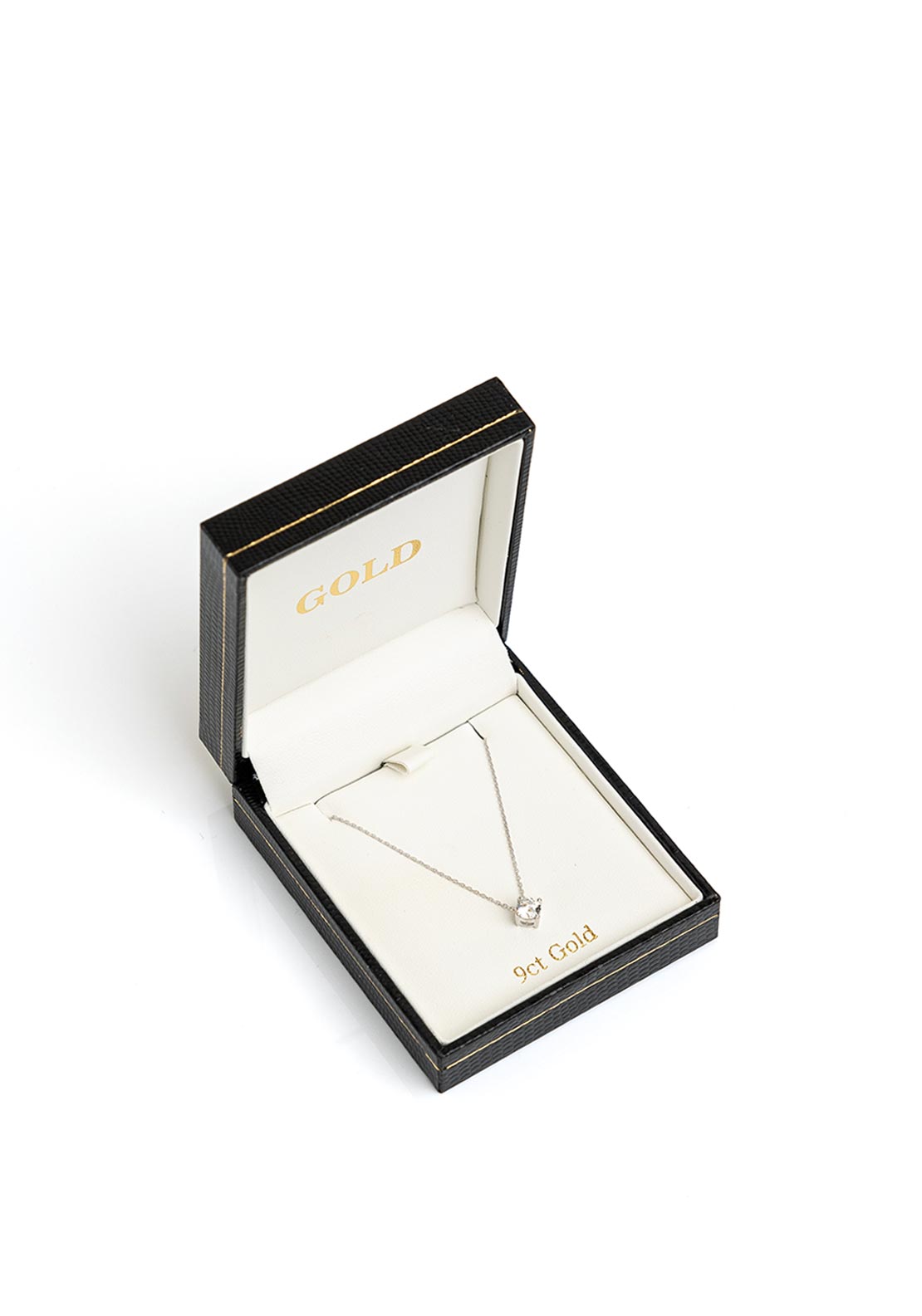 9 Carat Gold Solitaire Necklace, Silver