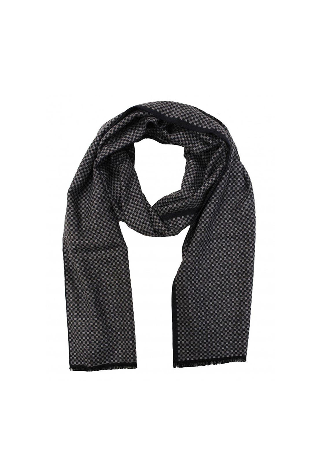 Bugatti Check Print Scarf, Grey & Black