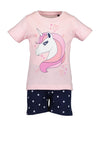 Blue Seven Girl Unicorn Short Pyjama Set, Pink