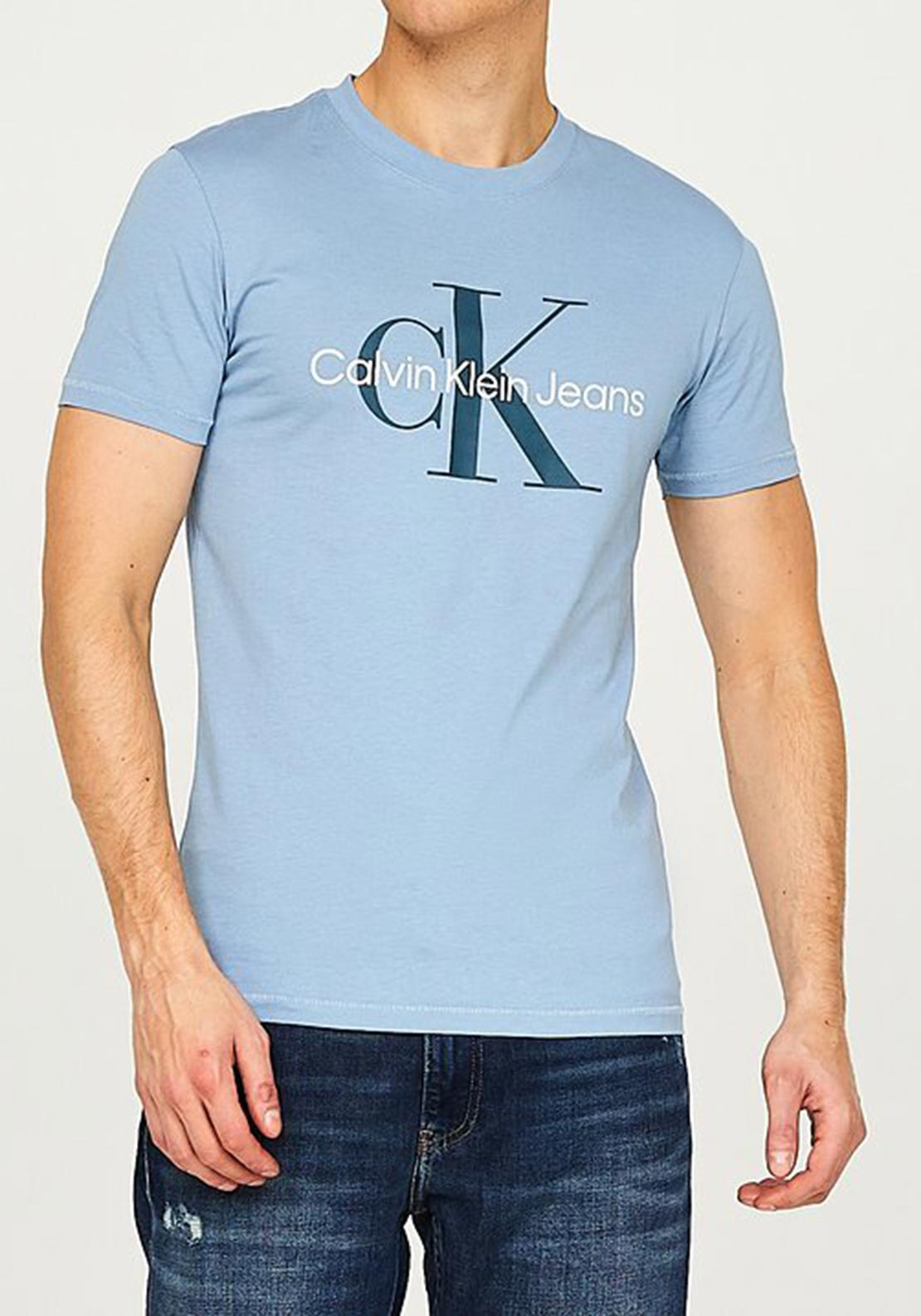 Calvin Klein Jeans Monogram T-Shirt, Iceland Blue - McElhinneys