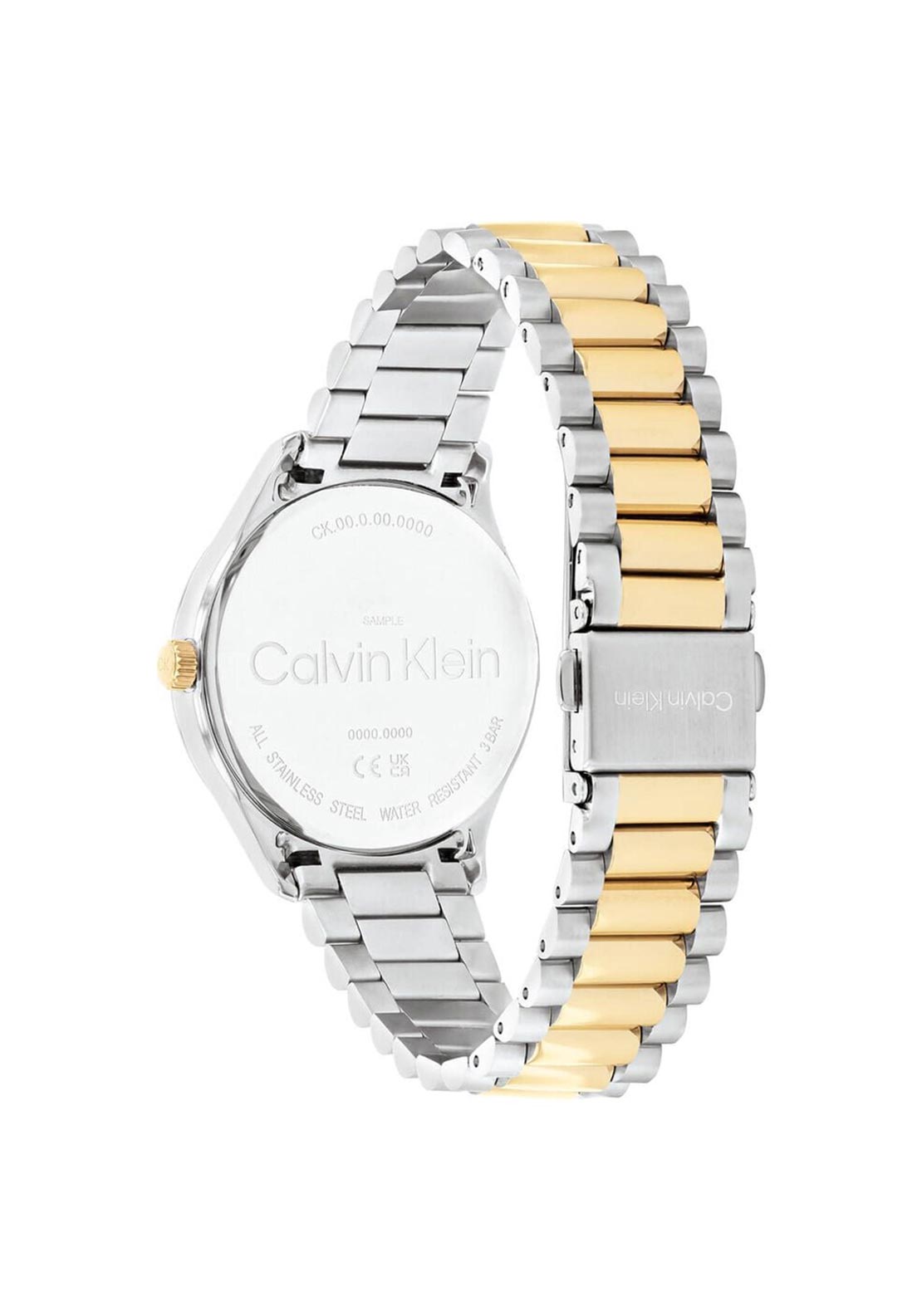 Calvin Klein Ladies Monogram Dial Two-Tone Watch, Silver & Gold