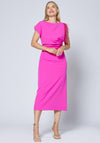 Caroline Kilkenny Trish Feather Shoulder Maxi Dress, Lipstick Pink