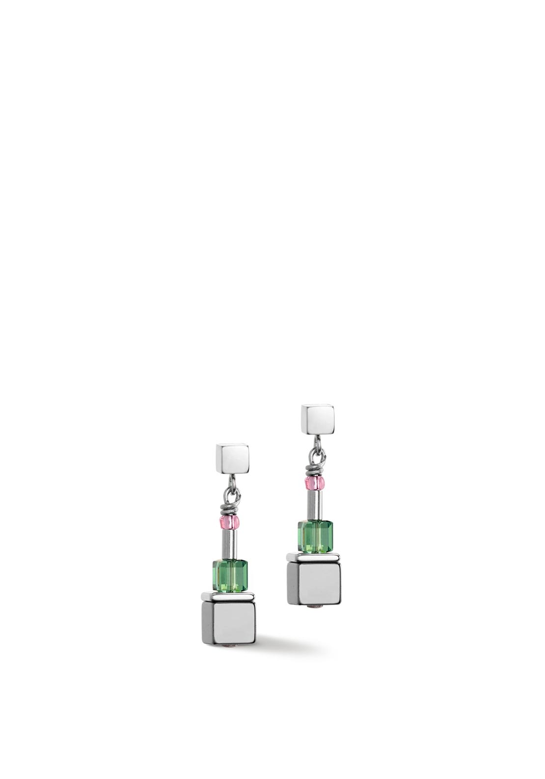 Coeur De Lion Hematite Cube Earrings, Silver