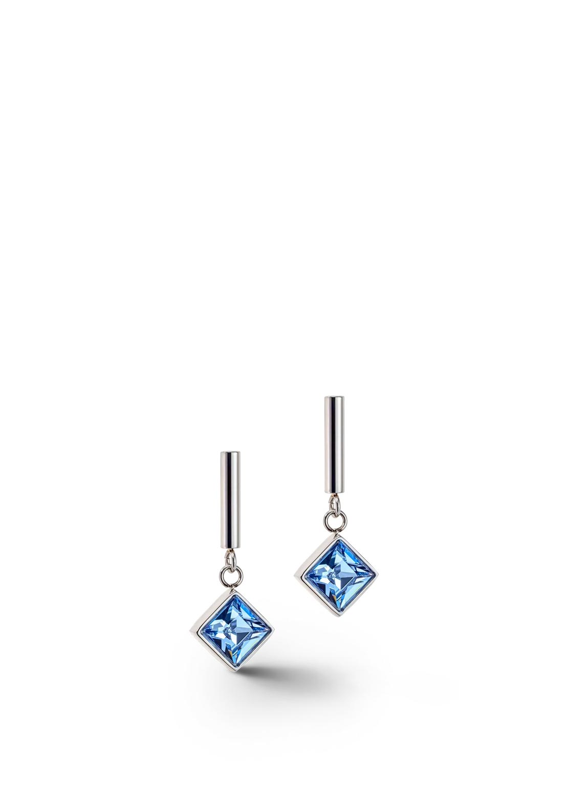 Coeur De Lion Brilliant Square Earrings, Silver & Blue