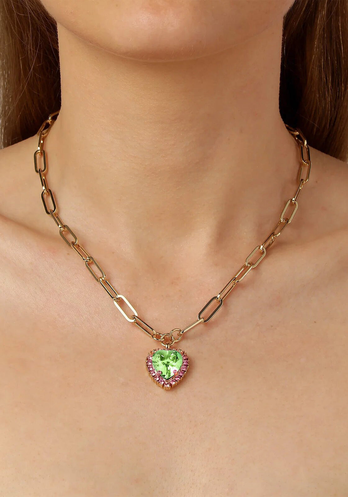 Dyrberg/Kern Simona Necklace, Gold & Rose Green