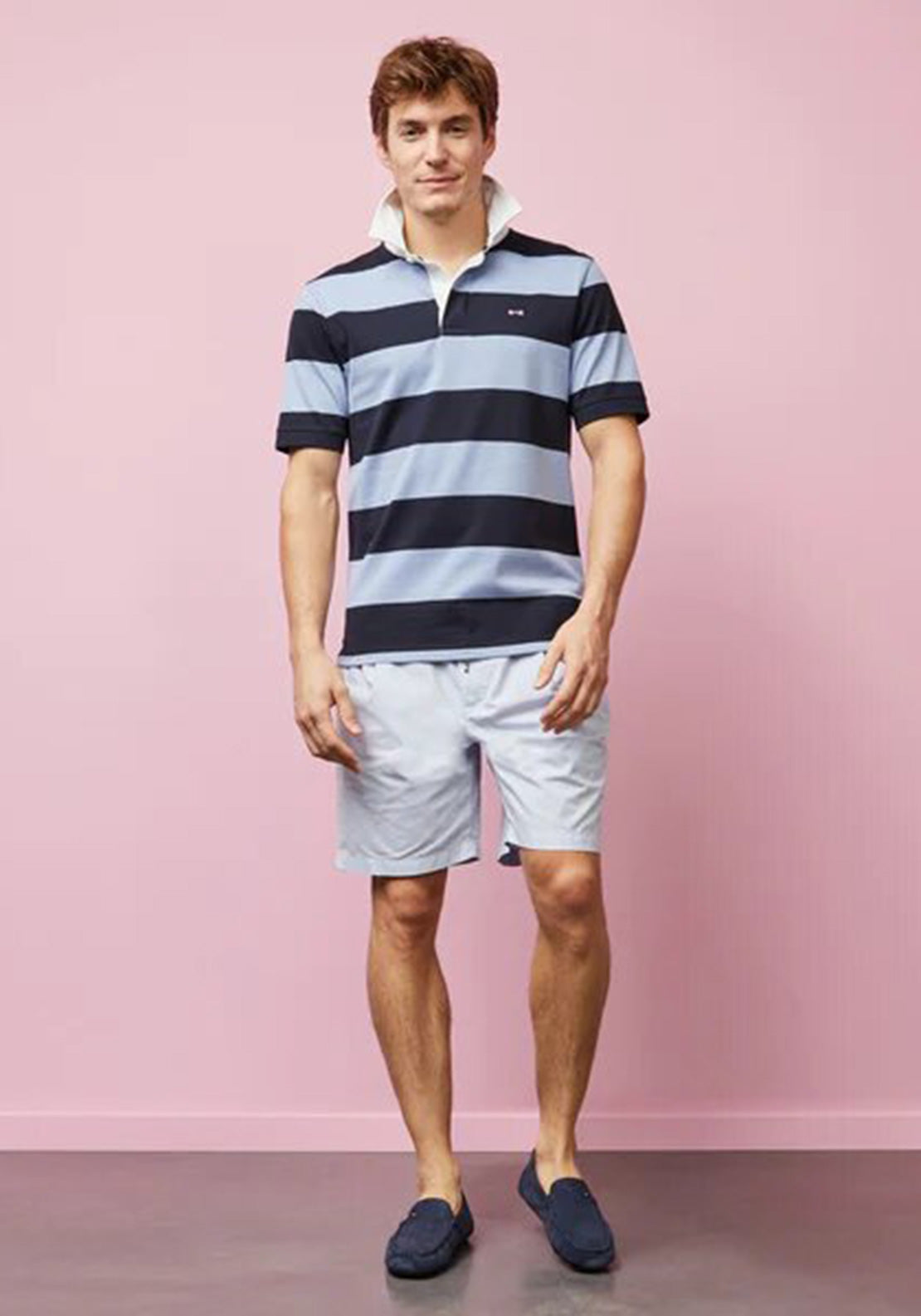 Eden Park Striped Short Sleeved Rugby Shirt, Blue & Navy