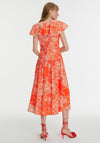 Exquise Ruffle Neck Floral Maxi Dress, Orange