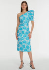 Exquise Floral One Shoulder Midi Dress, Blue