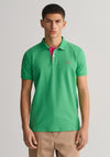 Gant Contrast Collar Pique Polo Shirt, Mid Green