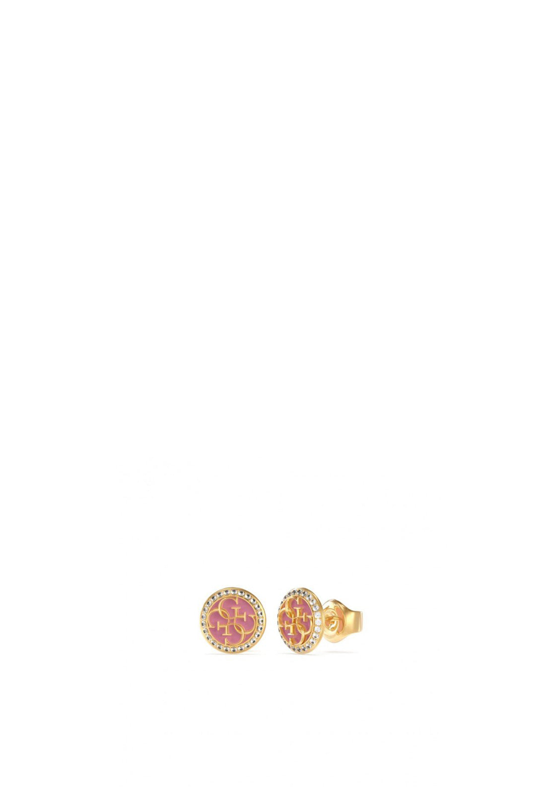 Guess 4G Logo Earrings, Gold & Pink