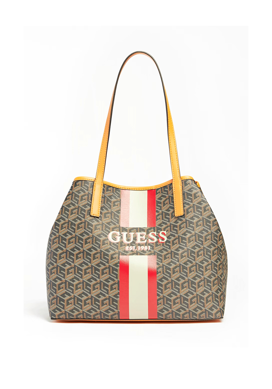 Guess Vikky Logo Tote Bag, Black & Cognac
