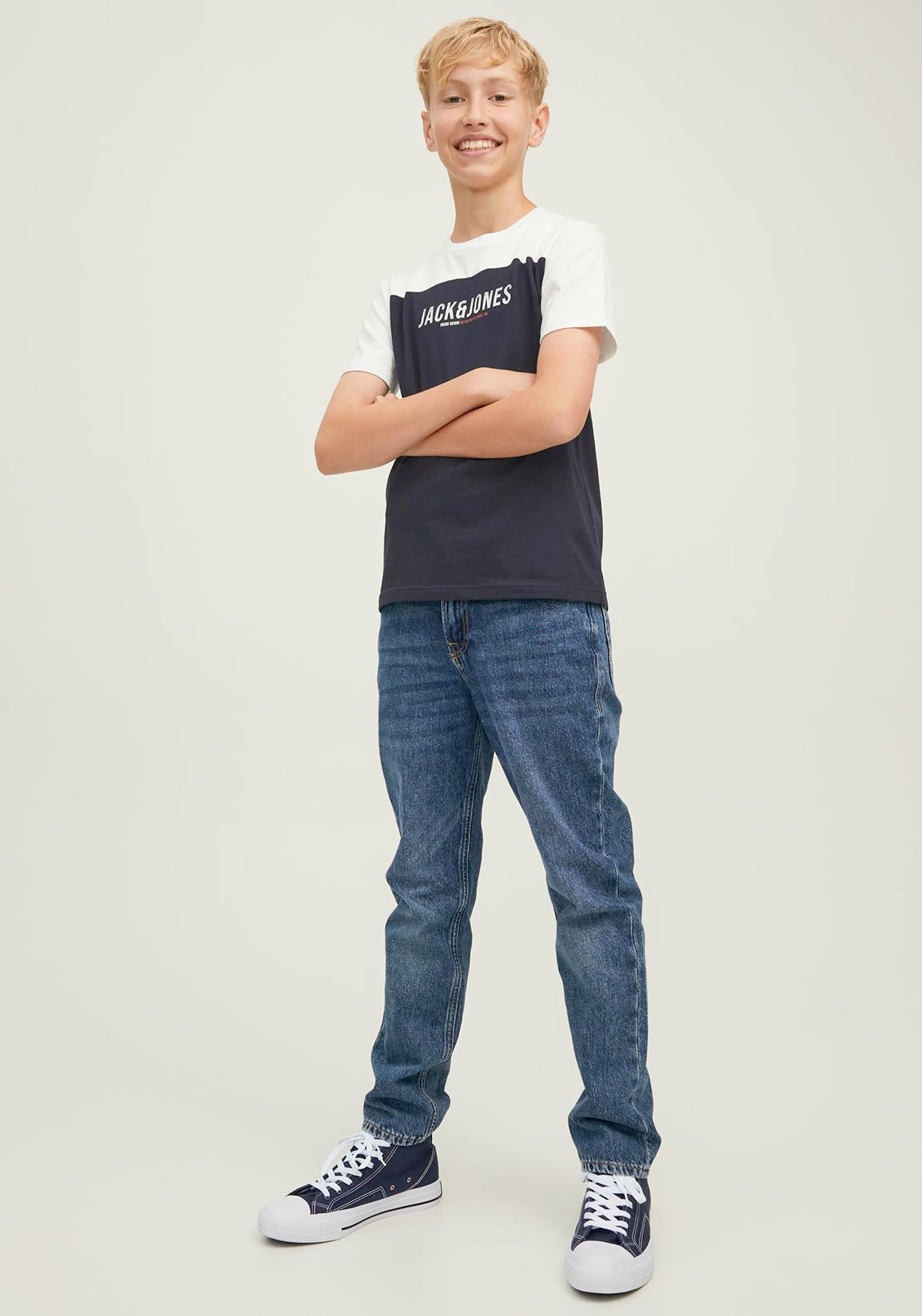 JJack & Jones Boys Edan Short Sleeve Tee, Navy Blazer