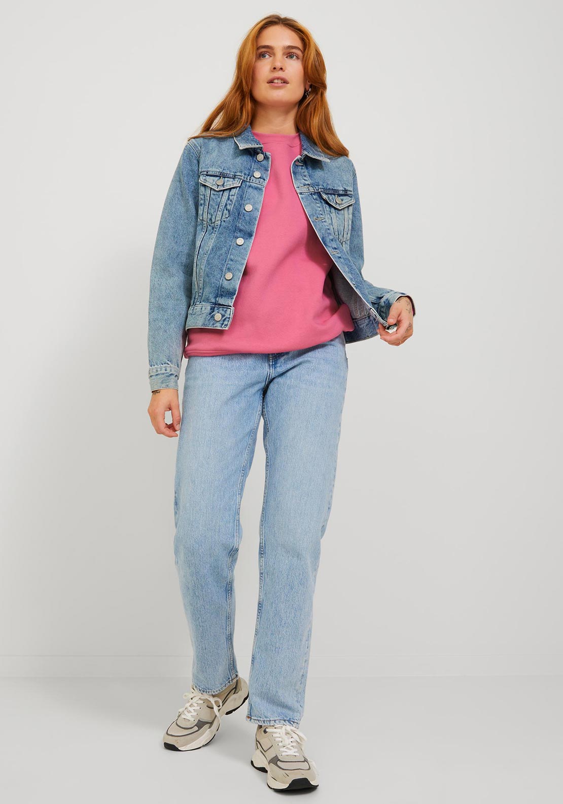 JJXX Abbie Crew Neck Sweatshirt, Carmine Rose