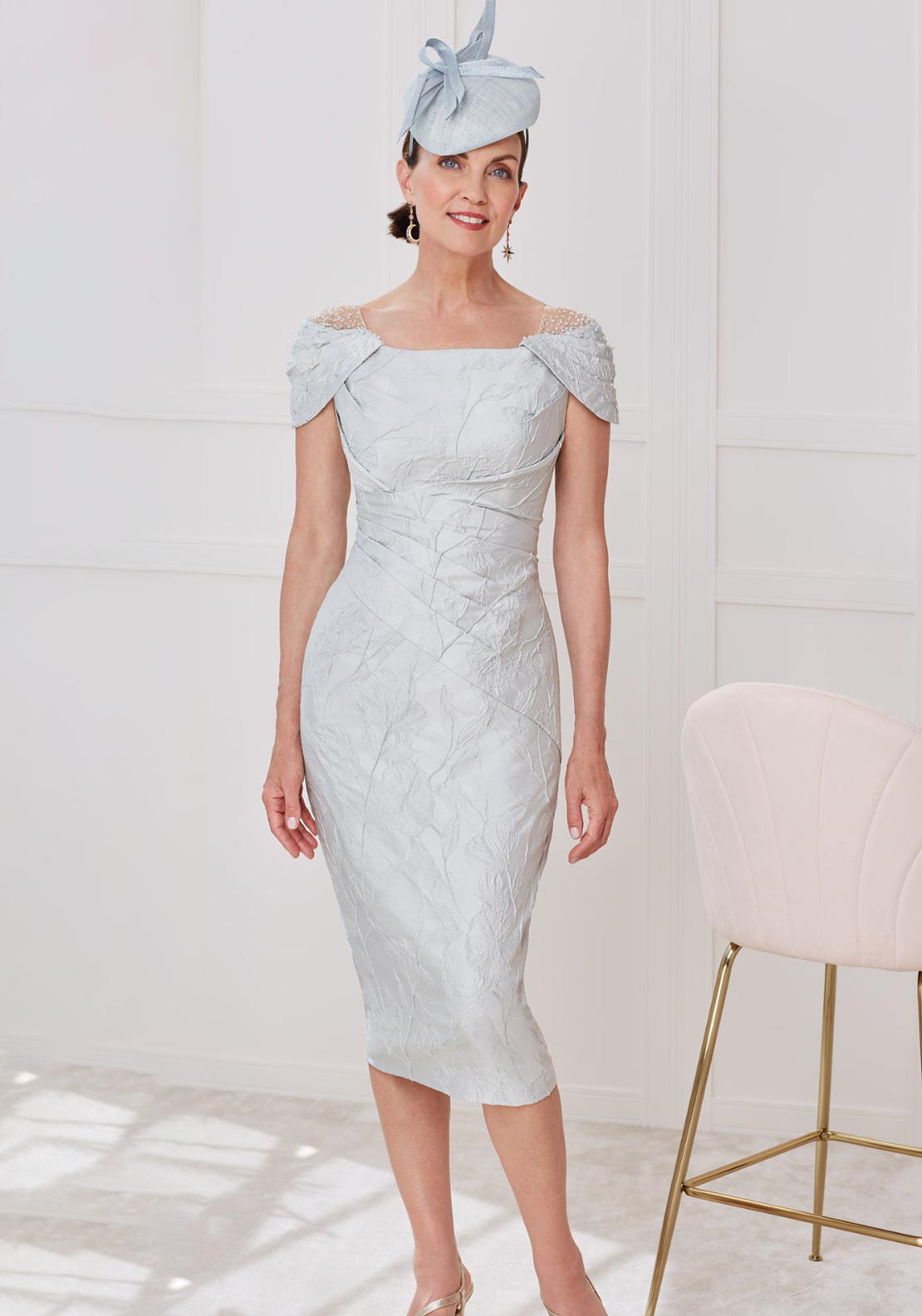 John Charles A Line Pleated Dress With Handkerchief Hemline Petal 29362 main image 0