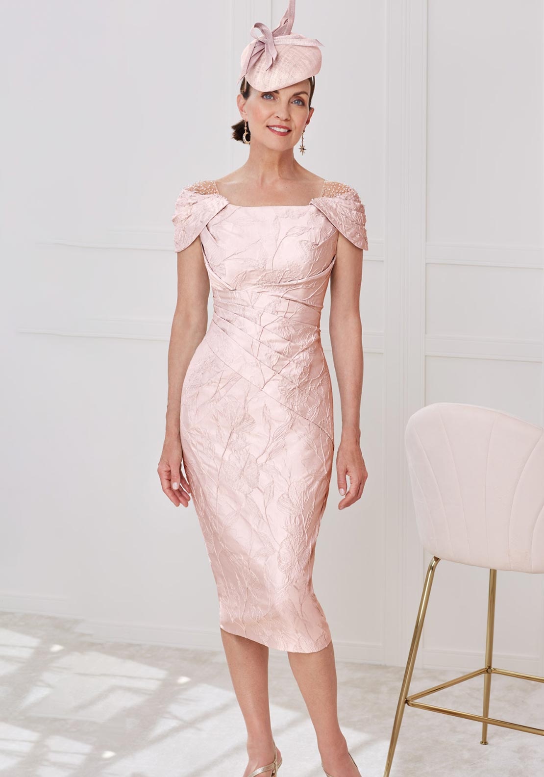 John Charles Off The Shoulder Dress With Cape Petal 29318