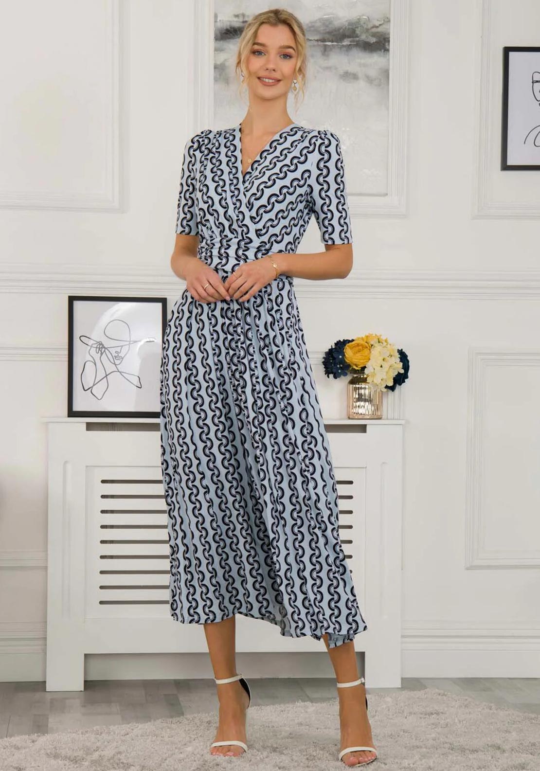 chinese dress ladies Jolie Moi Genesis Wrap Front Maxi Dress, Light Blue