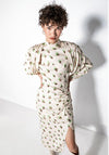 Kameya Ruffle Sleeve Midi Dress, Cream