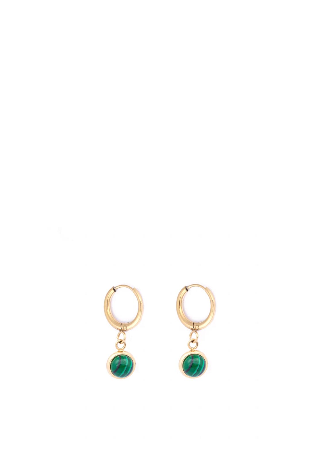 Knight & Day Malachite Hoop Earrings, Gold